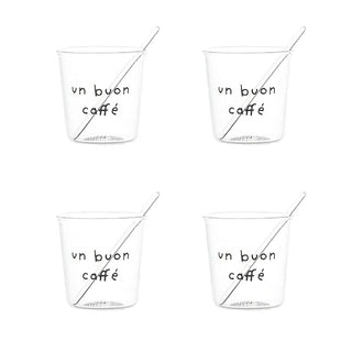 Simple Day Set de 4 vasos de chupito espresso Un Buon Caffè con agitadores incluidos