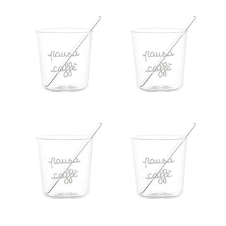 Simple Day Set of 4 Pausa Caffè espresso glasses with stirrers included