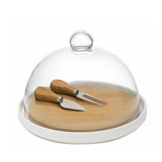 Brandani Chopping Board with 2 Stainless Steel Knives and Glass Dome