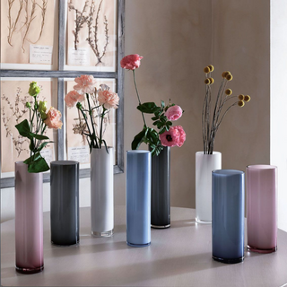 Tognana Gray Cylindrical Glass Vase 30 cm
