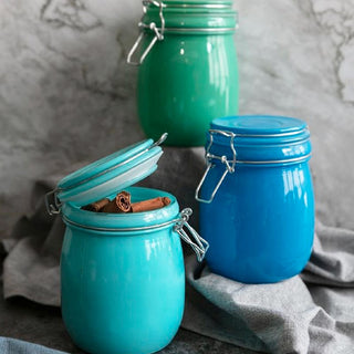 Villa D'Este Color Hermetic Jar In Turquoise Glass 700 ml