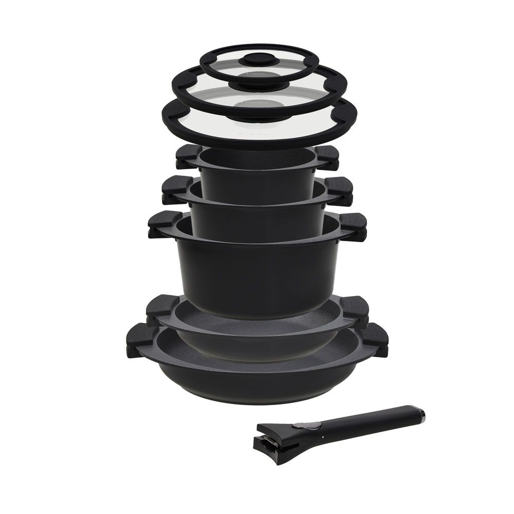 Set Pentole Tognana Rock In Black 8 Pezzi - Padelle E Casseruole In Alluminio Antiaderente, Per Induzione, Nero - Foto 7